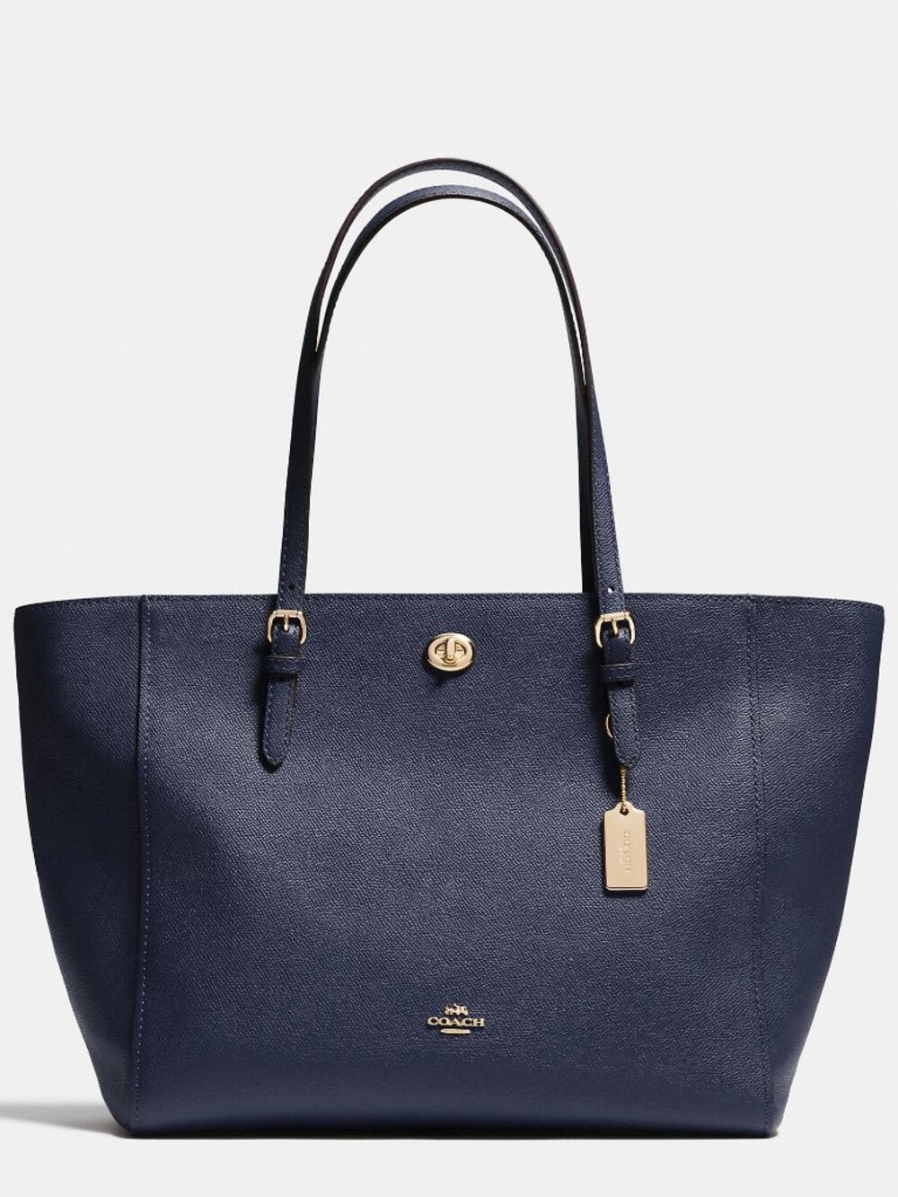 Coach Turnlock Crossgrain Leather Tote Bag